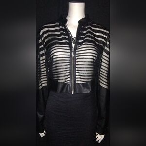 "Strawberry" Faux Leather & Mesh Jacket